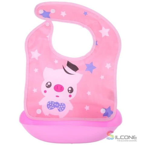 Image of Waterproof Silicone Bibs Rubber Baby For Toddler Wipe Off Roll Up Boys Girls Unisex 01