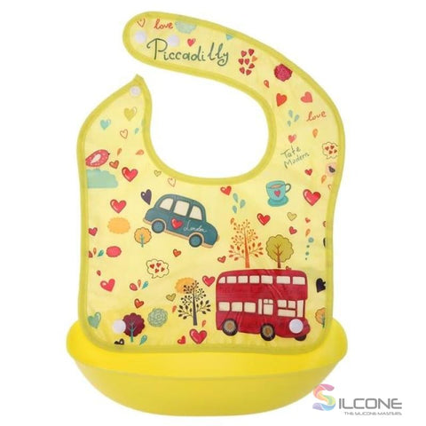 Image of Waterproof Silicone Bibs Rubber Baby For Toddler Wipe Off Roll Up Boys Girls Unisex 02