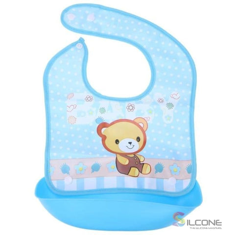 Image of Waterproof Silicone Bibs Rubber Baby For Toddler Wipe Off Roll Up Boys Girls Unisex 04