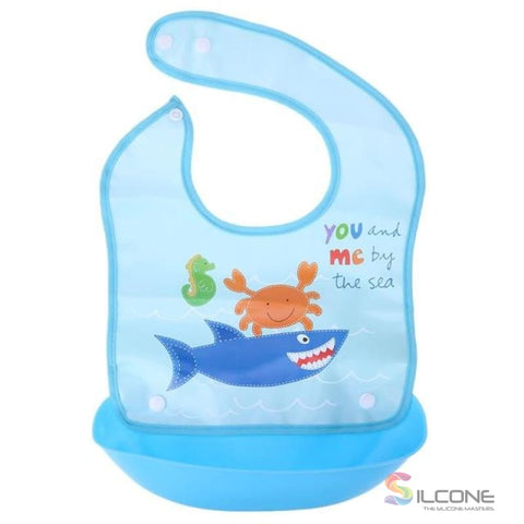 Image of Waterproof Silicone Bibs Rubber Baby For Toddler Wipe Off Roll Up Boys Girls Unisex 06