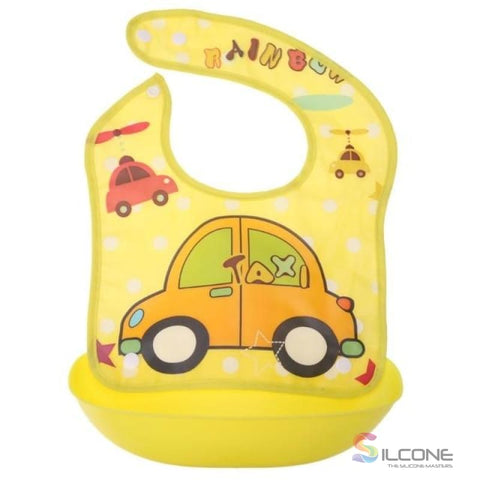 Image of Waterproof Silicone Bibs Rubber Baby For Toddler Wipe Off Roll Up Boys Girls Unisex 3