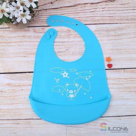 Image of Waterproof Silicone Bibs Rubber Baby For Toddler Wipe Off Roll Up Boys Girls Unisex